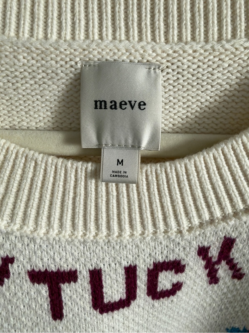 Maeve Anthropologie Nantucket Graphic Cable Knit Sweater M - Picture 3 of 6